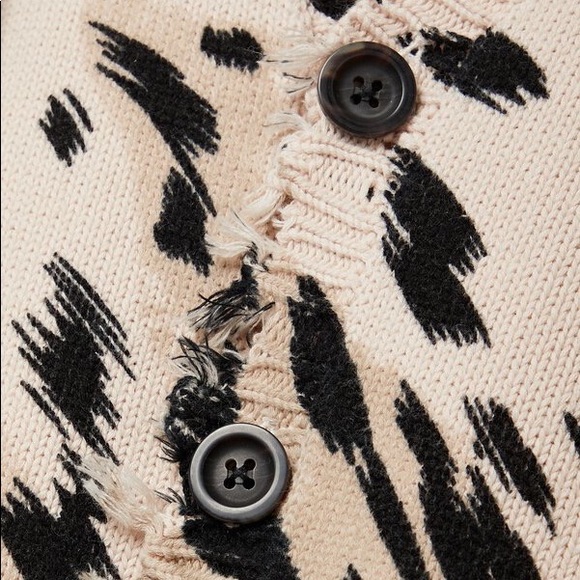R13 Distressed Cheetah-Print Cotton Cardigan. Size large. - Picture 4 of 9